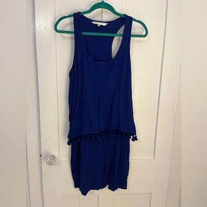 Trina Turk Blue Sleeveless coverup Dress with Tassel Hem